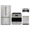Gordon Ramsay by Thor Kitchen 4-Piece Appliance Package - 36-Inch Natural Gas Range with Tilt Panel, Counter-Depth Refrigerator, Dishwasher, & Microwave Drawer in Stainless Steel with Bronze Trim