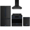 Gordon Ramsay by Thor Kitchen 4-Piece Appliance Package - 36-Inch Natural Gas Range, Counter-Depth Refrigerator, Wall Mount Hood, & Dishwasher in Black with Blue Trim
