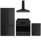 Gordon Ramsay by Thor Kitchen 4-Piece Appliance Package - 36-Inch Natural Gas Range, Counter-Depth Refrigerator, Wall Mount Hood, & Dishwasher in Matte Black with Blue Trim