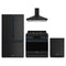 Gordon Ramsay by Thor Kitchen 4-Piece Appliance Package - 36-Inch Propane Gas Range, Counter-Depth Refrigerator, Wall Mount Hood, & Dishwasher in Matte Black with Blue Trim