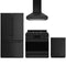 Gordon Ramsay by Thor Kitchen 4-Piece Appliance Package - 36-Inch Natural Gas Range, Counter-Depth Refrigerator, Wall Mount Hood, & Dishwasher in Black
