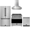 Gordon Ramsay by Thor Kitchen 4-Piece Appliance Package - 36-Inch Propane Gas Range, Counter-Depth Refrigerator, Wall Mount Hood, & Dishwasher in Stainless Steel with Black Trim