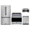 Gordon Ramsay by Thor Kitchen 4-Piece Appliance Package - 36-Inch Natural Gas Range, Counter-Depth Refrigerator, Dishwasher, & Microwave Drawer in Stainless Steel with Blue Trim