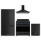 Gordon Ramsay by Thor Kitchen 4-Piece Appliance Package - 36-Inch Propane Gas Range, Counter-Depth Refrigerator, Wall Mount Hood, & Dishwasher in Matte Black with Blue Trim