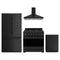 Gordon Ramsay by Thor Kitchen 4-Piece Appliance Package - 36-Inch Propane Gas Range, Counter-Depth Refrigerator, Wall Mount Hood, & Dishwasher in Matte Black