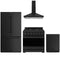 Gordon Ramsay by Thor Kitchen 4-Piece Appliance Package - 36-Inch Natural Gas Range, Counter-Depth Refrigerator, Wall Mount Hood, & Dishwasher in Matte Black