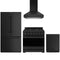 Gordon Ramsay by Thor Kitchen 4-Piece Appliance Package - 36-Inch Natural Gas Range, Counter-Depth Refrigerator, Wall Mount Hood, & Dishwasher in Black