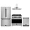 Gordon Ramsay by Thor Kitchen 4-Piece Appliance Package - 36-Inch Propane Gas Range, Counter-Depth Refrigerator, Wall Mount Hood, & Dishwasher in Stainless Steel with Black Trim