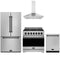 Gordon Ramsay by Thor Kitchen 4-Piece Appliance Package - 36-Inch Propane Gas Range, Counter-Depth Refrigerator, Wall Mount Hood, & Dishwasher in Stainless Steel with Black Trim