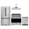 Gordon Ramsay by Thor Kitchen 4-Piece Appliance Package - 36-Inch Propane Gas Range, Counter-Depth Refrigerator, Wall Mount Hood, & Dishwasher in Stainless Steel with Blue Trim