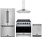 Gordon Ramsay by Thor Kitchen 4-Piece Appliance Package - 36-Inch Propane Gas Range, Counter-Depth Refrigerator, Wall Mount Hood, & Dishwasher in Stainless Steel with Blue Trim