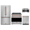 Gordon Ramsay by Thor Kitchen 4-Piece Appliance Package - 36-Inch Propane Gas Range, Counter-Depth Refrigerator, Dishwasher, & Microwave Drawer in Stainless Steel with Rose Gold Trim