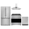Gordon Ramsay by Thor Kitchen 4-Piece Appliance Package - 36-Inch Propane Gas Range, Counter-Depth Refrigerator, Wall Mount Hood, & Dishwasher in Stainless Steel