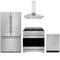 Gordon Ramsay by Thor Kitchen 4-Piece Appliance Package - 36-Inch Natural Gas Range, Counter-Depth Refrigerator, Wall Mount Hood, & Dishwasher in Stainless Steel