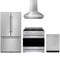 Gordon Ramsay by Thor Kitchen 4-Piece Appliance Package - 36-Inch Propane Gas Range, Counter-Depth Refrigerator, Wall Mount Hood, & Dishwasher in Stainless Steel