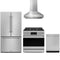 Gordon Ramsay by Thor Kitchen 4-Piece Appliance Package - 36-Inch Natural Gas Range, Counter-Depth Refrigerator, Wall Mount Hood, & Dishwasher in Stainless Steel