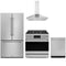 Gordon Ramsay by Thor Kitchen 4-Piece Appliance Package - 36-Inch Natural Gas Range, Counter-Depth Refrigerator, Wall Mount Hood, & Dishwasher in Stainless Steel