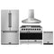 Gordon Ramsay by Thor Kitchen 4-Piece Appliance Package -  48-Inch Propane Gas Range, Wall Mount Range Hood, 36-Inch French Door Refrigerator, and Dishwasher in Stainless Steel with Black Trim