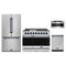 Gordon Ramsay by Thor Kitchen 4-Piece Appliance Package - 48-Inch Propane Gas Range, Counter-Depth Refrigerator, Dishwasher, & Microwave Drawer in Stainless Steel with Blue Trim