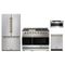 Gordon Ramsay by Thor Kitchen 4-Piece Appliance Package - 48-Inch Propane Gas Range, Counter-Depth Refrigerator, Dishwasher, & Microwave Drawer in Stainless Steel with Bronze Trim