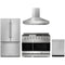 Gordon Ramsay by Thor Kitchen 4-Piece Appliance Package -  48-Inch Natural Gas Range, Wall Mount Range Hood, 36-Inch French Door Refrigerator, and Dishwasher in Stainless Steel
