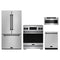 Gordon Ramsay by Thor Kitchen 4-Piece Appliance Package - 30-Inch Induction Range, Counter-Depth Refrigerator, Dishwasher, & Microwave Drawer in Stainless Steel with Black Trim