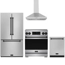 Stainless steel Thor Kitchen appliance package with 30-inch range, range hood, counter-depth refrigerator, dishwasher