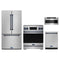 Gordon Ramsay by Thor Kitchen 4-Piece Appliance Package - 30-Inch Induction Range, Counter-Depth Refrigerator, Dishwasher, & Microwave Drawer in Stainless Steel with Blue Trim