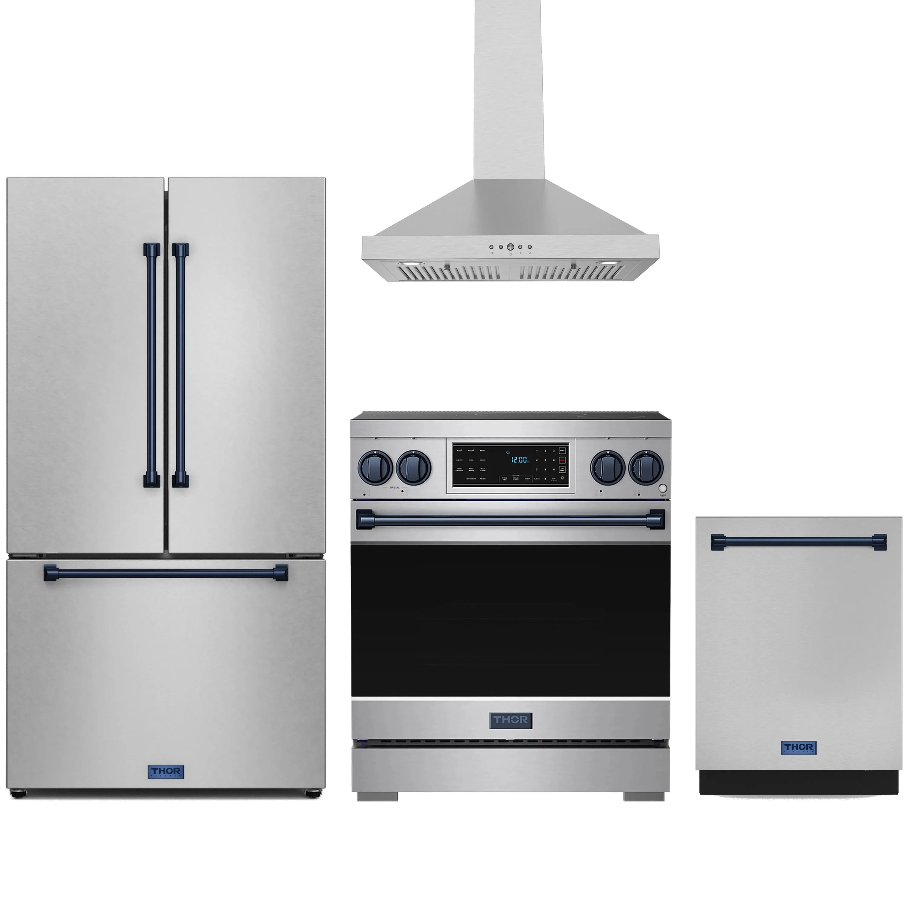 Gordon Ramsay by Thor Kitchen 4-piece appliance package in stainless with blue accents
