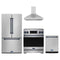 Gordon Ramsay by Thor Kitchen 4-Piece Appliance Package - 30-Inch Induction Range, Counter-Depth Refrigerator, Wall Mount Hood, & Dishwasher in Stainless Steel with Blue Trim