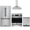Gordon Ramsay by Thor Kitchen 4-Piece Appliance Package - 30-Inch Induction Range, Counter-Depth Refrigerator, Wall Mount Hood, & Dishwasher in Stainless Steel with Blue Trim