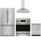 Gordon Ramsay by Thor Kitchen 4-Piece Appliance Package - 30-Inch Induction Range, Counter-Depth Refrigerator, Wall Mount Hood, & Dishwasher in Stainless Steel with Bronze Trim