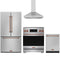 Gordon Ramsay by Thor Kitchen 4-Piece Appliance Package - 30-Inch Induction Range, Counter-Depth Refrigerator, Wall Mount Hood, & Dishwasher in Stainless Steel with Rose Gold Trim