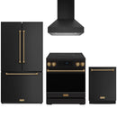 Black Thor Kitchen appliance package with 30-inch range, range hood, counter-depth refrigerator, dishwasher