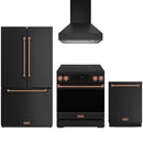 Black Thor Kitchen appliance package with 30-inch range, range hood, counter-depth refrigerator, dishwasher