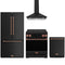 Gordon Ramsay by Thor Kitchen 4-Piece Appliance Package - 30-Inch Induction Range, Counter-Depth Refrigerator, Wall Mount Hood, & Dishwasher in Matte Black with Rose Gold Trim