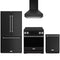 Gordon Ramsay by Thor Kitchen 4-Piece Appliance Package - 30-Inch Induction Range, Counter-Depth Refrigerator, Wall Mount Hood, & Dishwasher in Black with Stainless Steel Trim