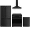 Gordon Ramsay by Thor Kitchen 4-Piece Appliance Package - 30-Inch Induction Range, Counter-Depth Refrigerator, Wall Mount Hood, & Dishwasher in Matte Black
