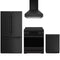 Gordon Ramsay by Thor Kitchen 4-Piece Appliance Package - 30-Inch Induction Range, Counter-Depth Refrigerator, Wall Mount Hood, & Dishwasher in Black