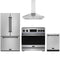 Gordon Ramsay by Thor Kitchen 4-Piece Appliance Package - 36-Inch Induction Range, Counter-Depth Refrigerator, Wall Mount Hood, & Dishwasher in Stainless Steel with Black Trim