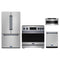 Gordon Ramsay by Thor Kitchen 4-Piece Appliance Package - 36-Inch Induction Range, Counter-Depth Refrigerator, Dishwasher, & Microwave Drawer in Stainless Steel with Blue Trim