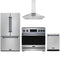 Gordon Ramsay by Thor Kitchen 4-Piece Appliance Package - 36-Inch Induction Range, Counter-Depth Refrigerator, Wall Mount Hood, & Dishwasher in Stainless Steel with Blue Trim