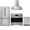 Gordon Ramsay by Thor Kitchen 4-Piece Appliance Package - 36-Inch Induction Range, Counter-Depth Refrigerator, Wall Mount Hood, & Dishwasher in Stainless Steel with Bronze Trim