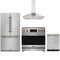 Gordon Ramsay by Thor Kitchen 4-Piece Appliance Package - 36-Inch Induction Range, Counter-Depth Refrigerator, Wall Mount Hood, & Dishwasher in Stainless Steel with Bronze Trim