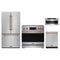 Gordon Ramsay by Thor Kitchen 4-Piece Appliance Package - 36-Inch Induction Range, Counter-Depth Refrigerator, Dishwasher, & Microwave Drawer in Stainless Steel with Rose Gold Trim