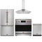 Gordon Ramsay by Thor Kitchen 4-Piece Appliance Package - 36-Inch Induction Range, Counter-Depth Refrigerator, Wall Mount Hood, & Dishwasher in Stainless Steel with Rose Gold Trim