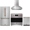 Gordon Ramsay by Thor Kitchen 4-Piece Appliance Package - 36-Inch Induction Range, Counter-Depth Refrigerator, Wall Mount Hood, & Dishwasher in Stainless Steel with Rose Gold Trim