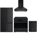 Black Thor Kitchen appliance package with 36-inch range, range hood, counter-depth refrigerator, dishwasher