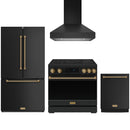 Black Thor Kitchen appliance package with 36-inch range, range hood, counter-depth refrigerator, dishwasher