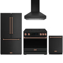 Black Thor Kitchen appliance package with 36-inch range, range hood, counter-depth refrigerator, dishwasher